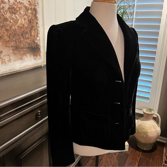 Spencer Jeremy Cropped Black Blazer Velvet PS - Picture 8 of 11